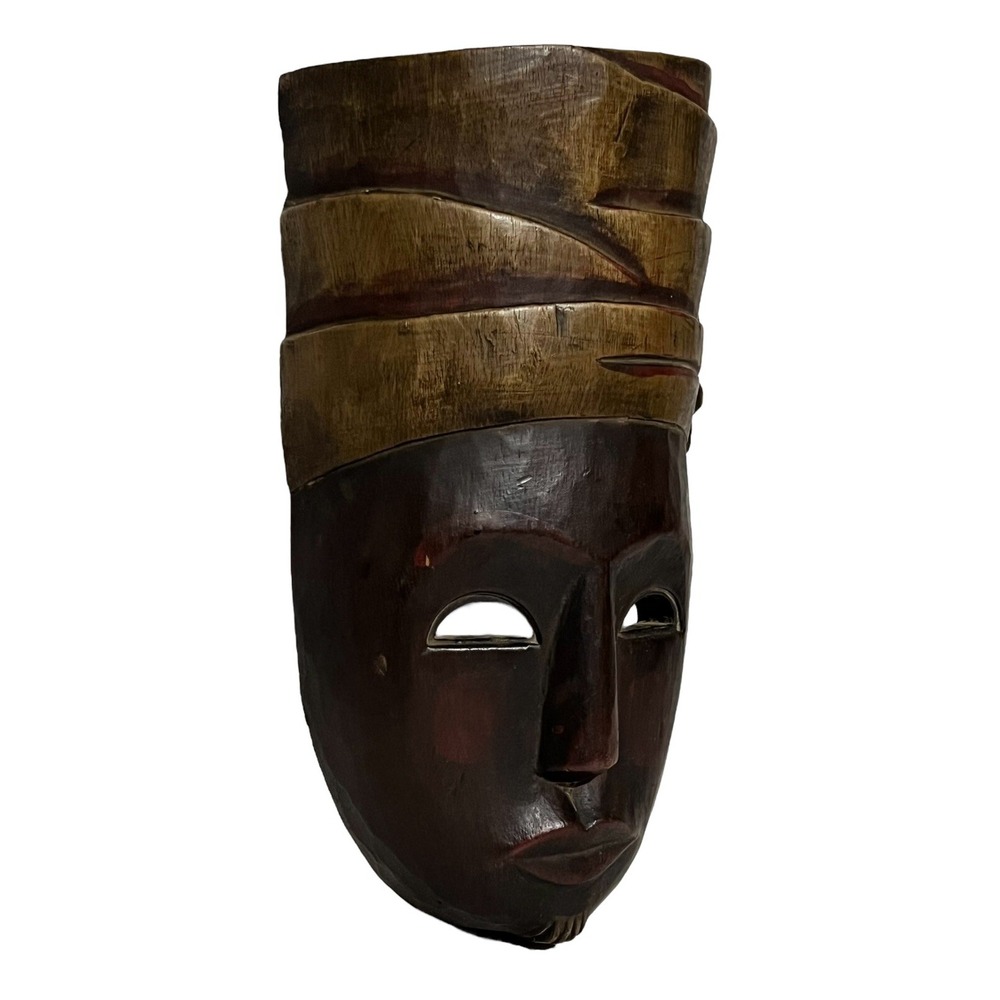 Pemangku Priest 13" Mask Hand Carved Wood Wall Folk Art Mangku Bali Indonesia - Picture 2 of 14